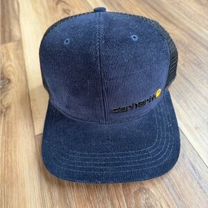 Carhartt Navy Blue Corduroy and Black Snap Cap